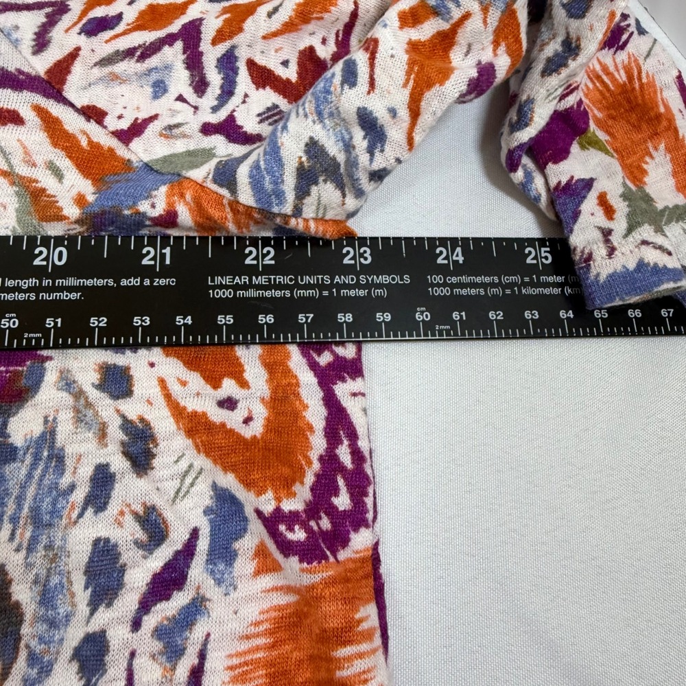 Nicole Miller New York Linen Abstract Print V-Neck 3/4 Sleeve Tunic Top 2X Boho - Picture 9 of 10